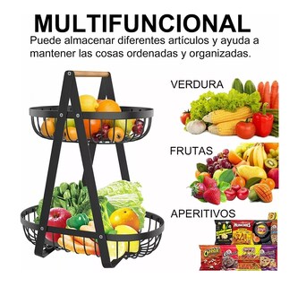 Foto 4 | Frutero de Metal de 2 Niveles Belug Negro