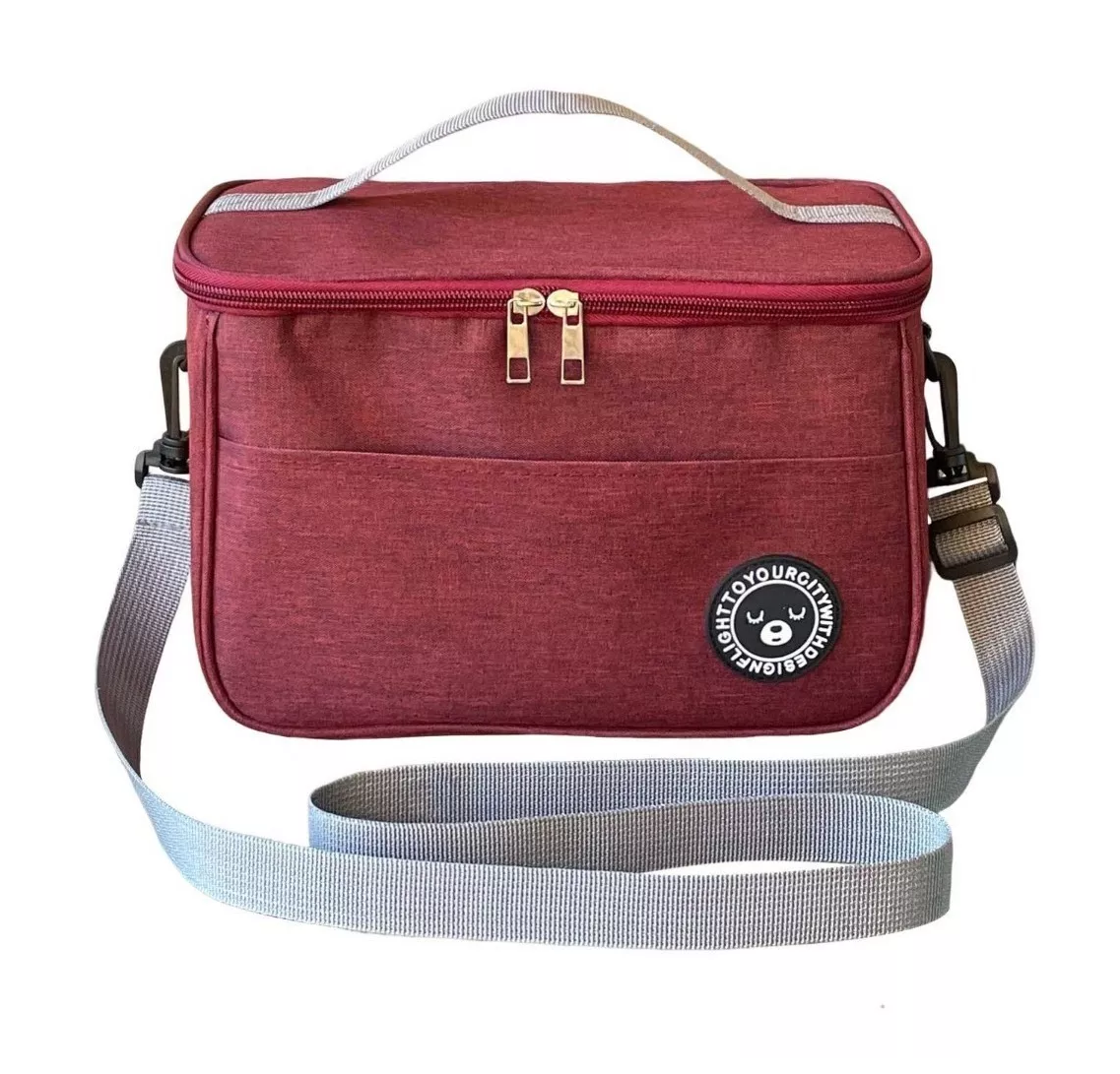 Bolsa Lonchera Térmica para Trabajo Escolares Rojo Fuerte Unisex