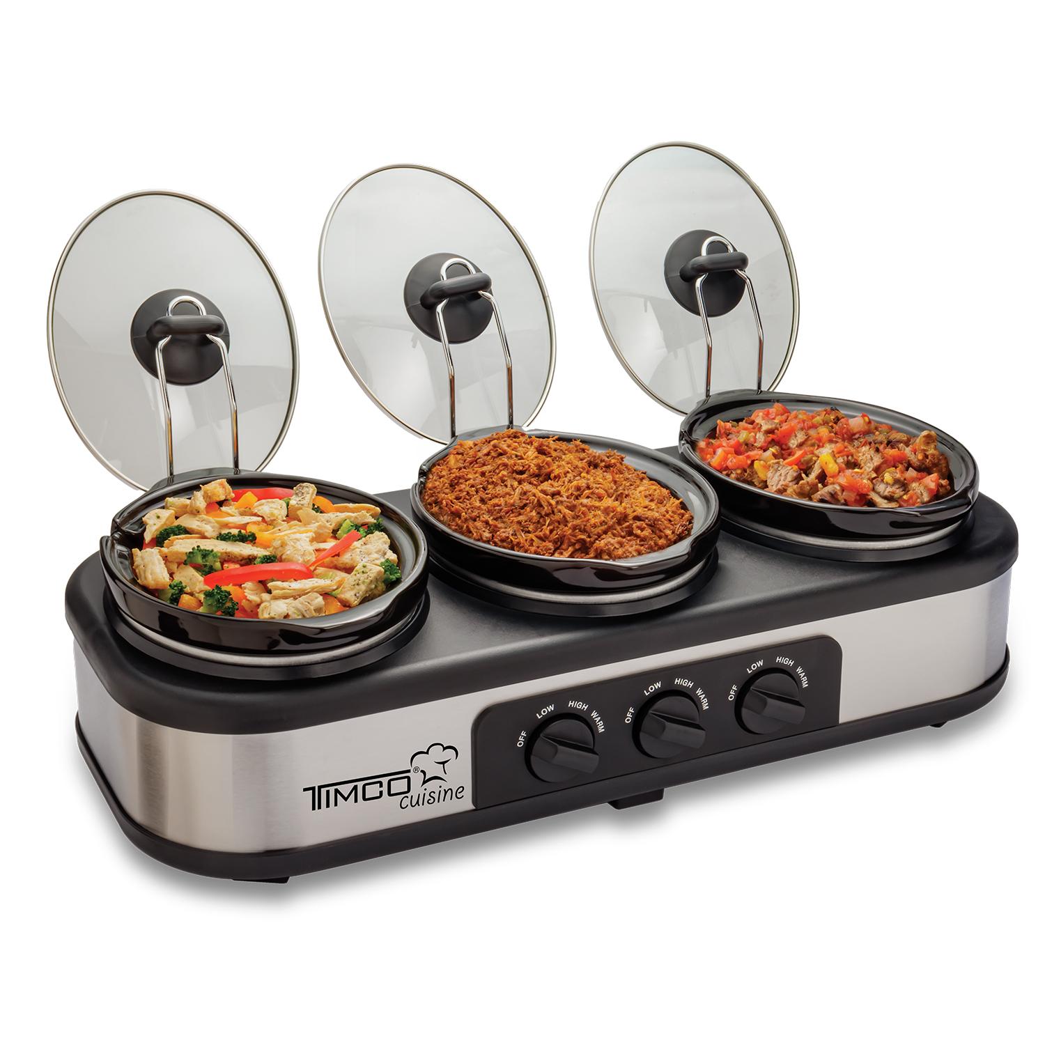 Bufetera Eléctrica Timco Triple  3 Insertos de Cerámica Bandeja de Calentamiento $1,599