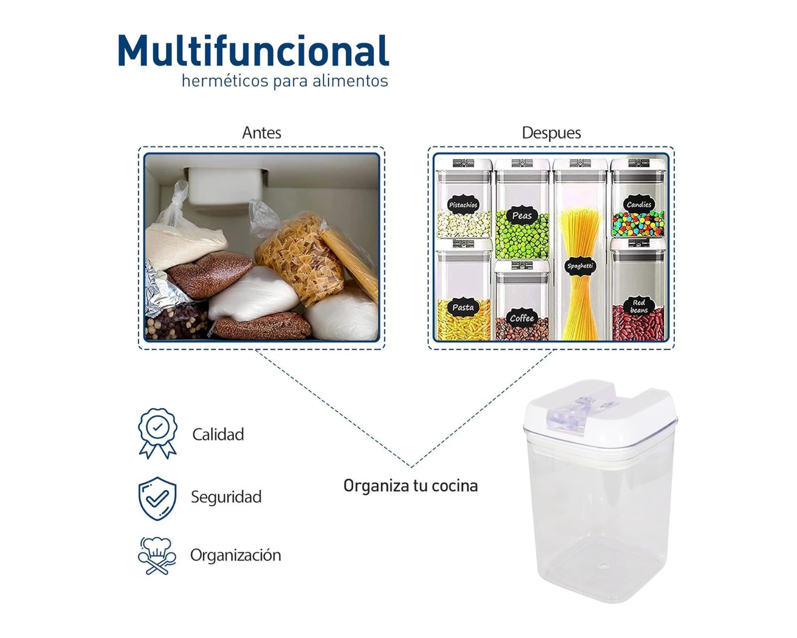 Foto 4 | Juego De 14 Recipientes Bluelander Herméticos No Tóxicos Con Etiquetas Para Alimentos