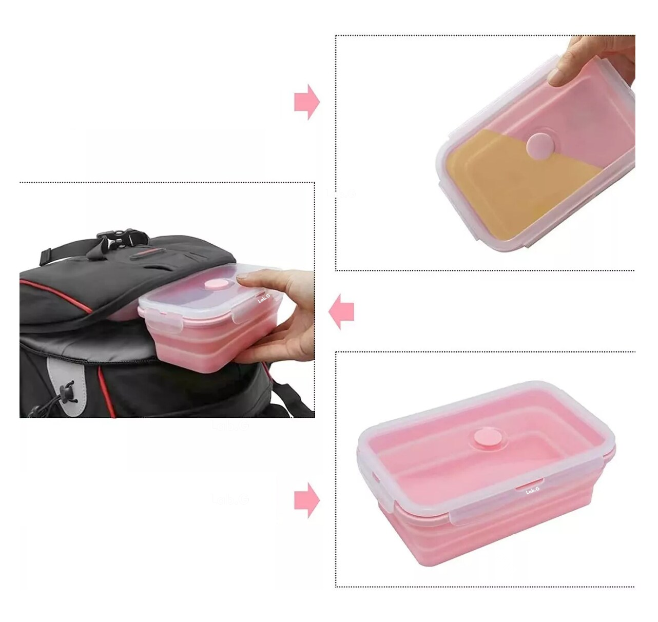 Foto 4 | Loncheras Plegables y Herméticas de Silicona 4 piezas Rosa