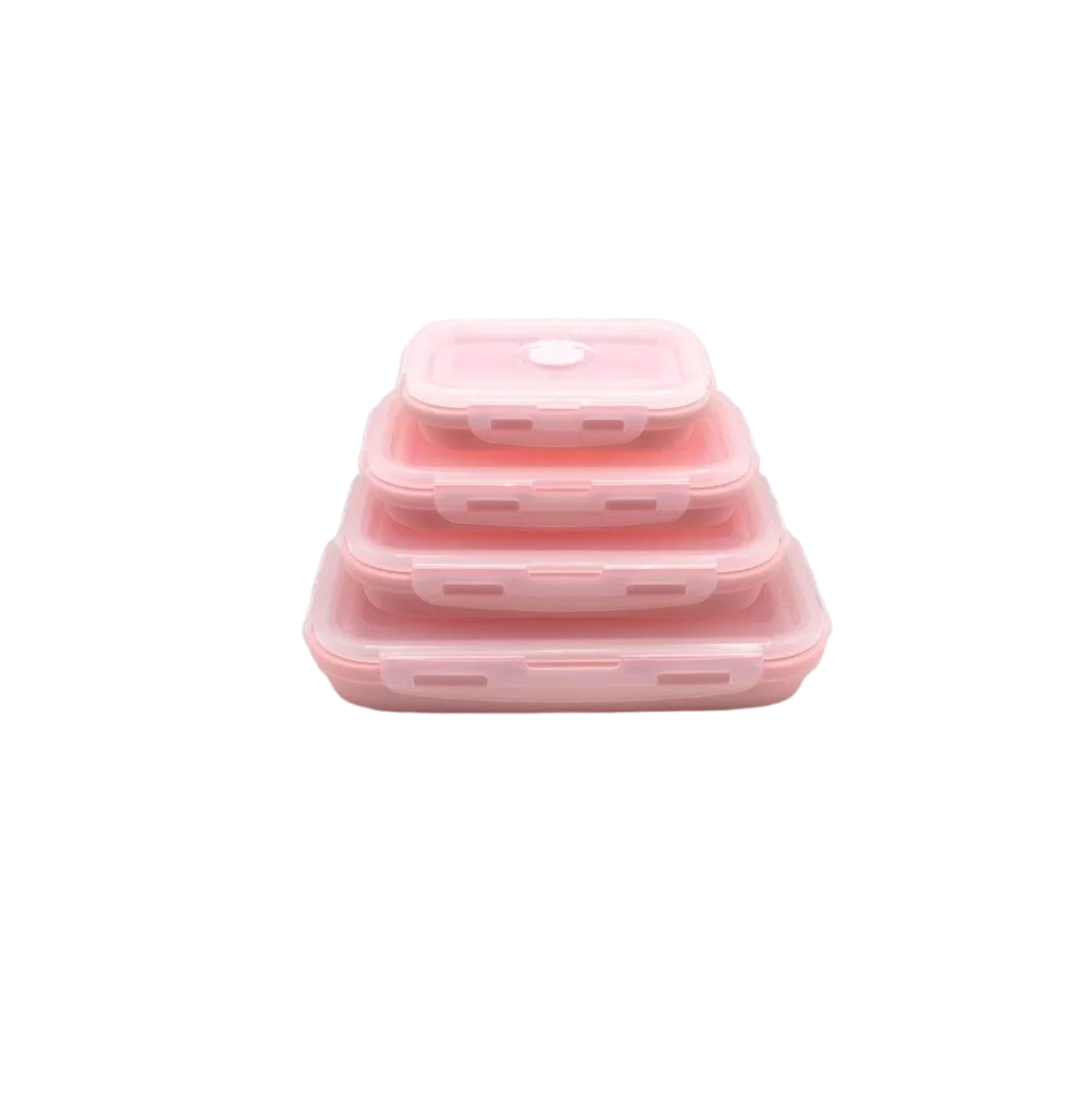 Loncheras Plegables Y Herméticas De Silicona P/comida 4 Pzs, Rosa