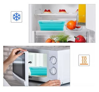 Foto 4 | Loncheras Plegables Y Herméticas De Silicona P/comida 4 Pzs, Azul
