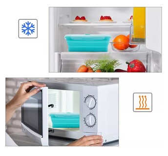 Foto 4 | Loncheras Plegables Y Herméticas De Silicona P/comida 4 Pzs, Azul