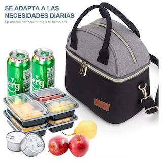 Foto 3 | Lonchera Térmica Bolsa Almuerzo Escolares Gris Rosa para Dama