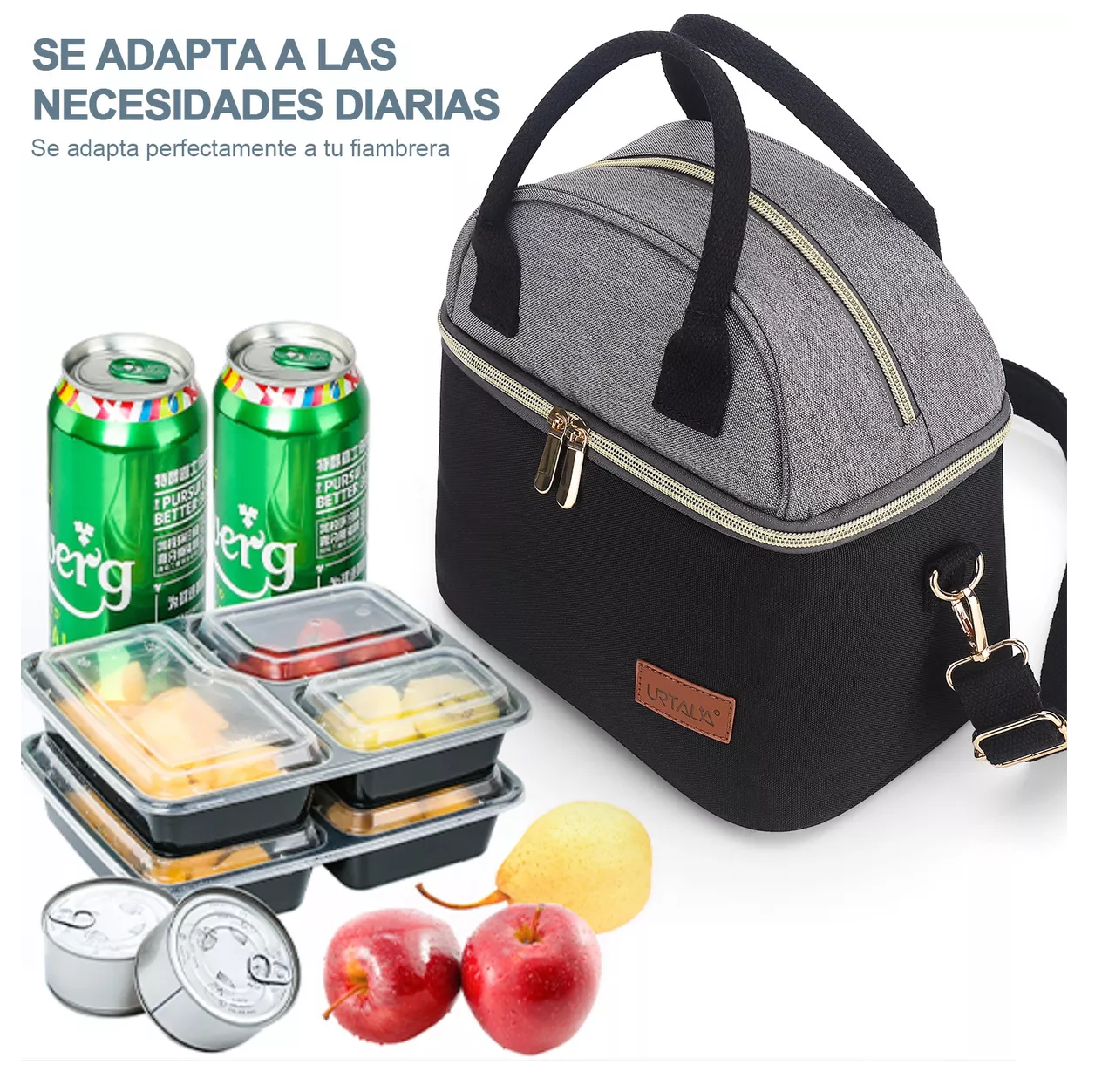 Foto 4 pulgar | Lonchera Termica Bolsa Almuerzo Para Dama Escolares Gris Rosa