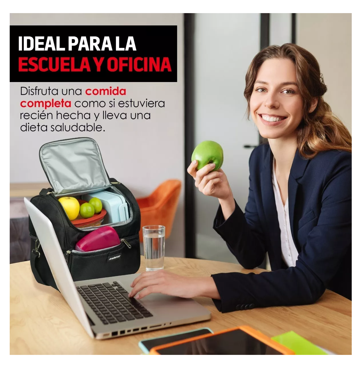 Foto 4 pulgar | Lonchera Térmica Redlemon de Doble Compartimento Tamaño Grande