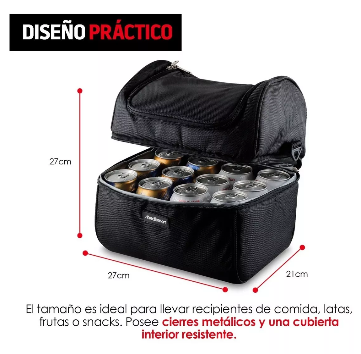 Foto 6 pulgar | Lonchera Térmica Redlemon de Doble Compartimento Tamaño Grande