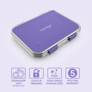 Foto 5 | Fiambrera Bentgo Kids De Acero Inoxidable Resistente A Fugas, Color Morado - Venta Internacional.