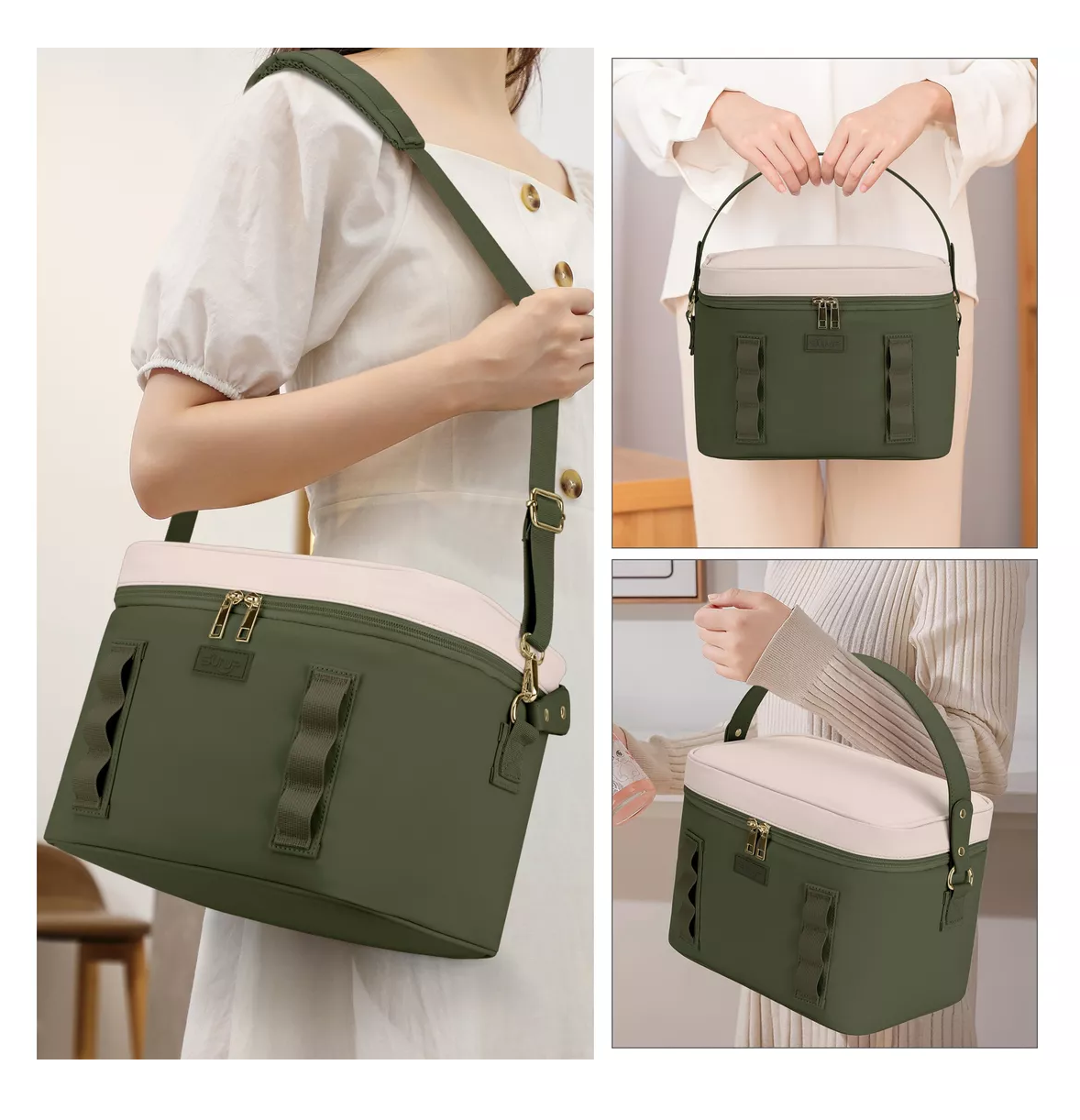 Foto 4 | Lonchera Térmica Bolsa De Almuerzo Portátil Fiambrera Escolar Verde