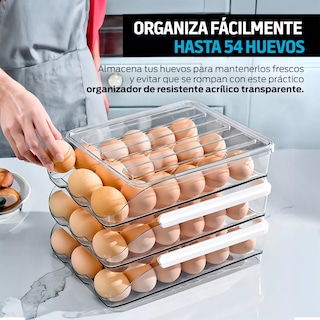 Foto 2 | Organizador De 54 Huevos Para Alacena, Refrigerador Y Cocina Eo Safe Imports Esi-17605 Transparente