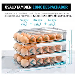 Foto 3 | Organizador De 54 Huevos Para Alacena, Refrigerador Y Cocina Eo Safe Imports Esi-17605 Transparente