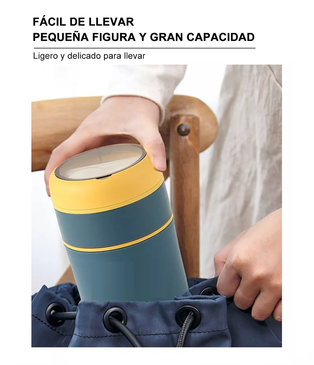 Foto 5 pulgar | Lonchera Aislante de Acero Inoxidable 710 ml Incluye Cuchara Azul Marino