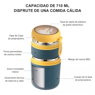 Foto 5 | Lonchera Aislante de Acero Inoxidable 710 ml Incluye Cuchara Azul Marino