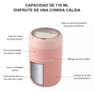 Foto 3 | Lonchera Aislante de Acero Inoxidable 710 ml Incluye Cuchara Rosa