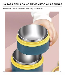 Foto 2 | Lonchera Aislante de Acero Inoxidable 710 ml Incluye Cuchara Azul Marino