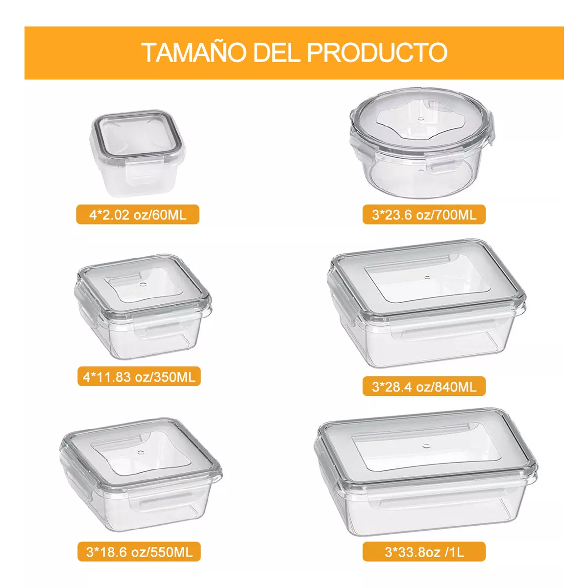 Foto 2 | Recipientes Contenedores Plásticos Herméticos 20pcs Eo Safe Imports Esi-18352 Transparente