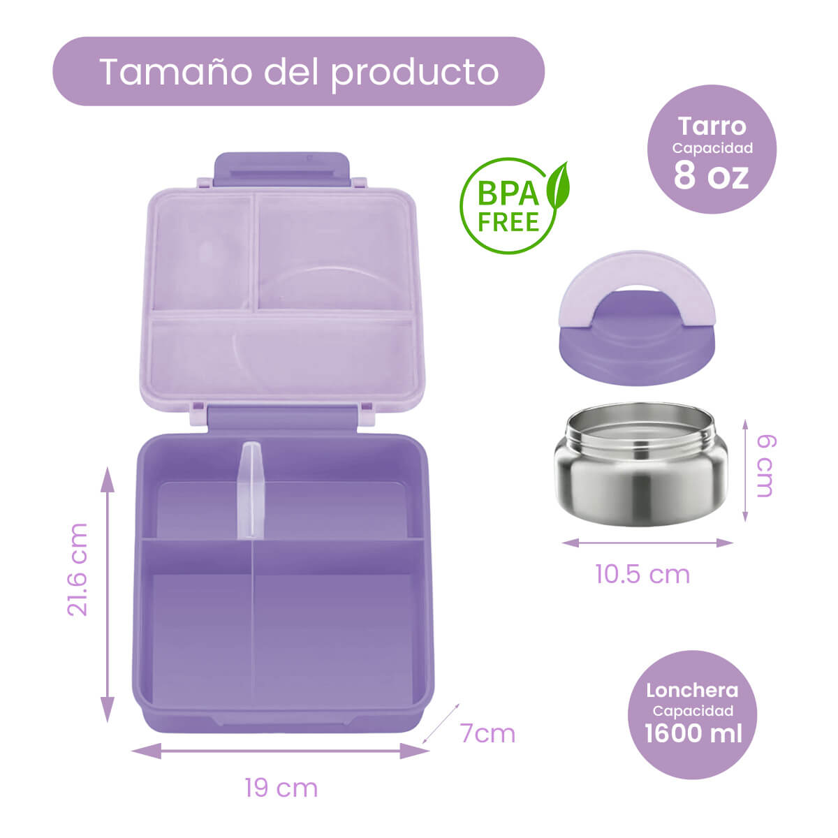 Foto 2 | Lonchera Para Niña Tipo Omiebox C Tarro, Lonchera Tipo Bento C 4 Compartimentos Modulables Gran Capacidad Hermétic