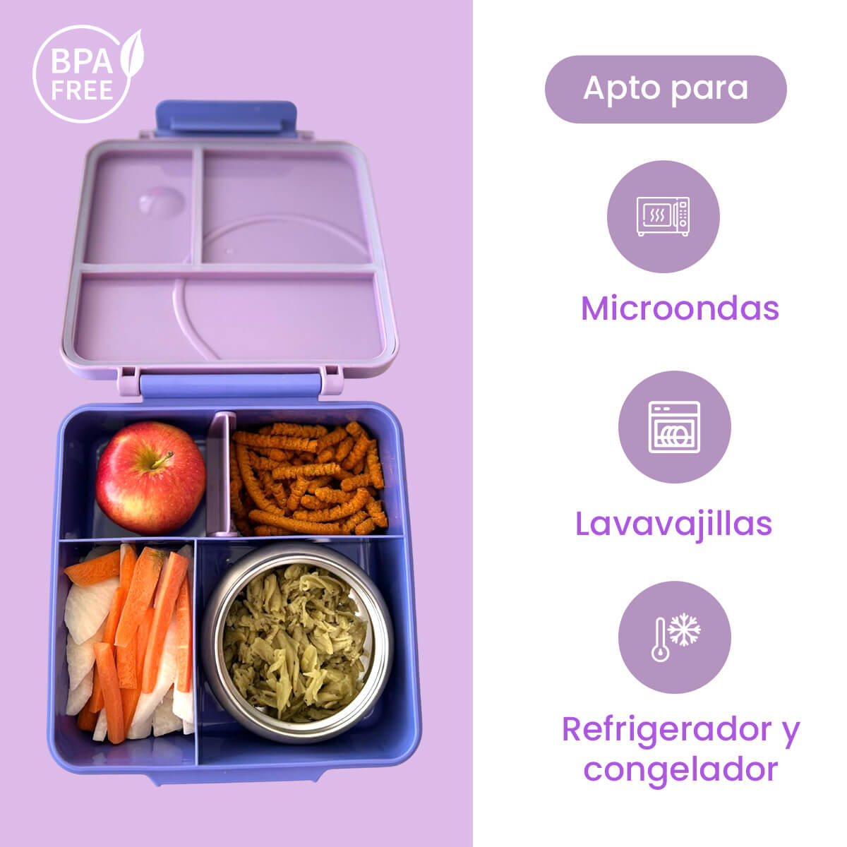 Foto 4 | Lonchera Para Niña Tipo Omiebox C Tarro, Lonchera Tipo Bento C 4 Compartimentos Modulables Gran Capacidad Hermétic