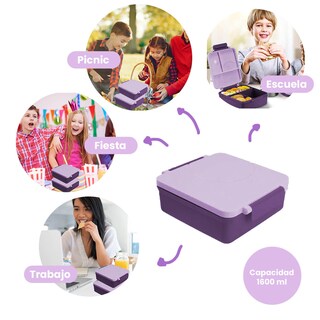 Foto 7 | Lonchera Para Niña Tipo Omiebox C Tarro, Lonchera Tipo Bento C 4 Compartimentos Modulables Gran Capacidad Hermétic