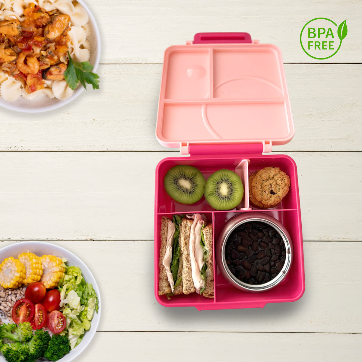 Foto 4 pulgar | Happy Life Lonchera Para Niña Tipo Omiebox: Tarro Bento Box 4 Compartimento Modulables Gran Capacidad Sellado