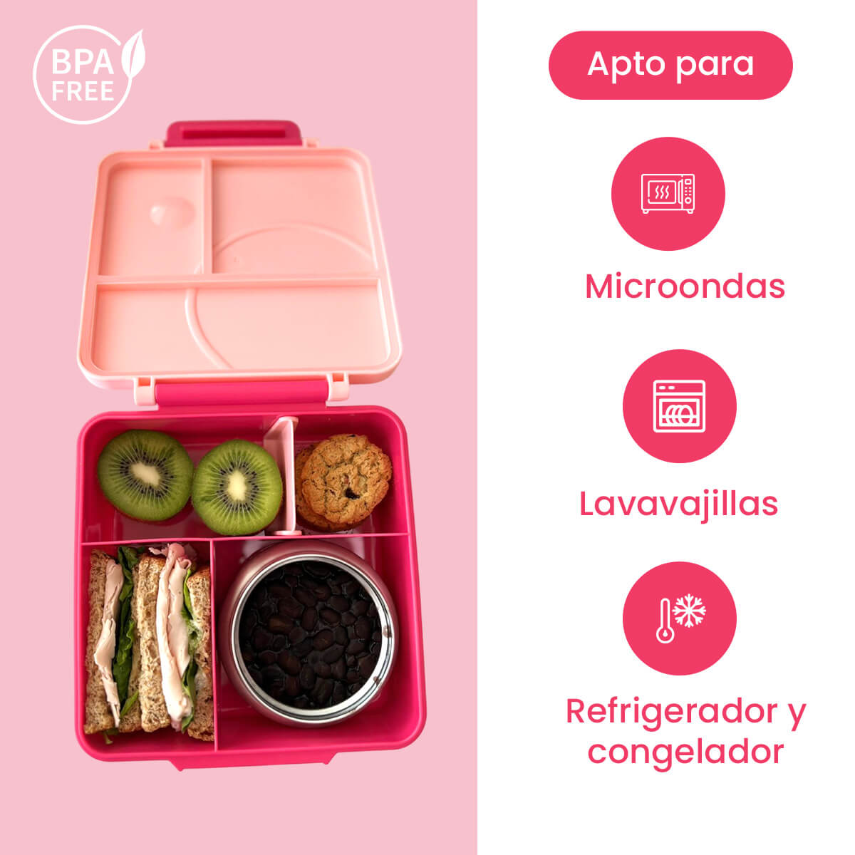 Foto 5 pulgar | Happy Life Lonchera Para Niña Tipo Omiebox: Tarro Bento Box 4 Compartimento Modulables Gran Capacidad Sellado