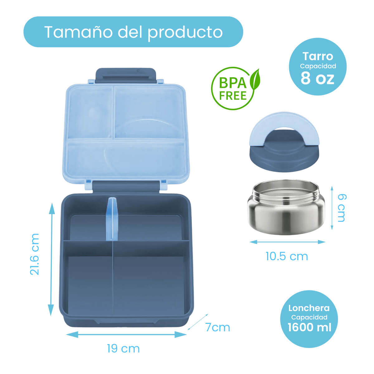 Foto 2 | Lonchera Para Niña Tipo Omiebox C Tarro, Lonchera Tipo Bento C 4 Compartimentos Modulables Gran Capacidad Hermétic