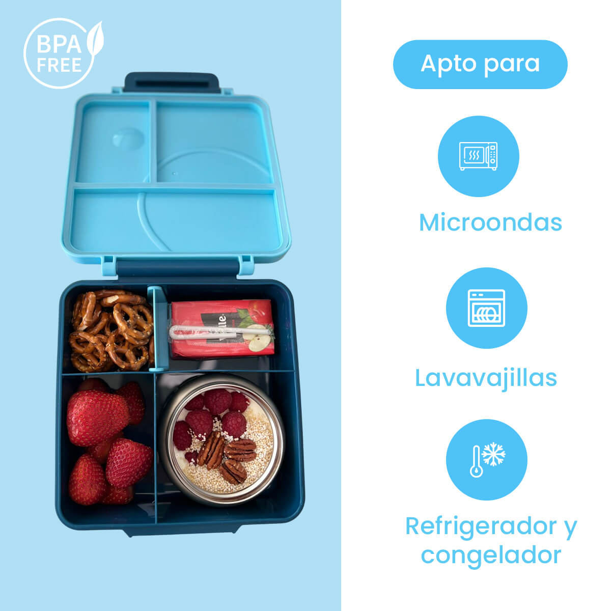 Foto 4 | Lonchera Para Niña Tipo Omiebox C Tarro, Lonchera Tipo Bento C 4 Compartimentos Modulables Gran Capacidad Hermétic