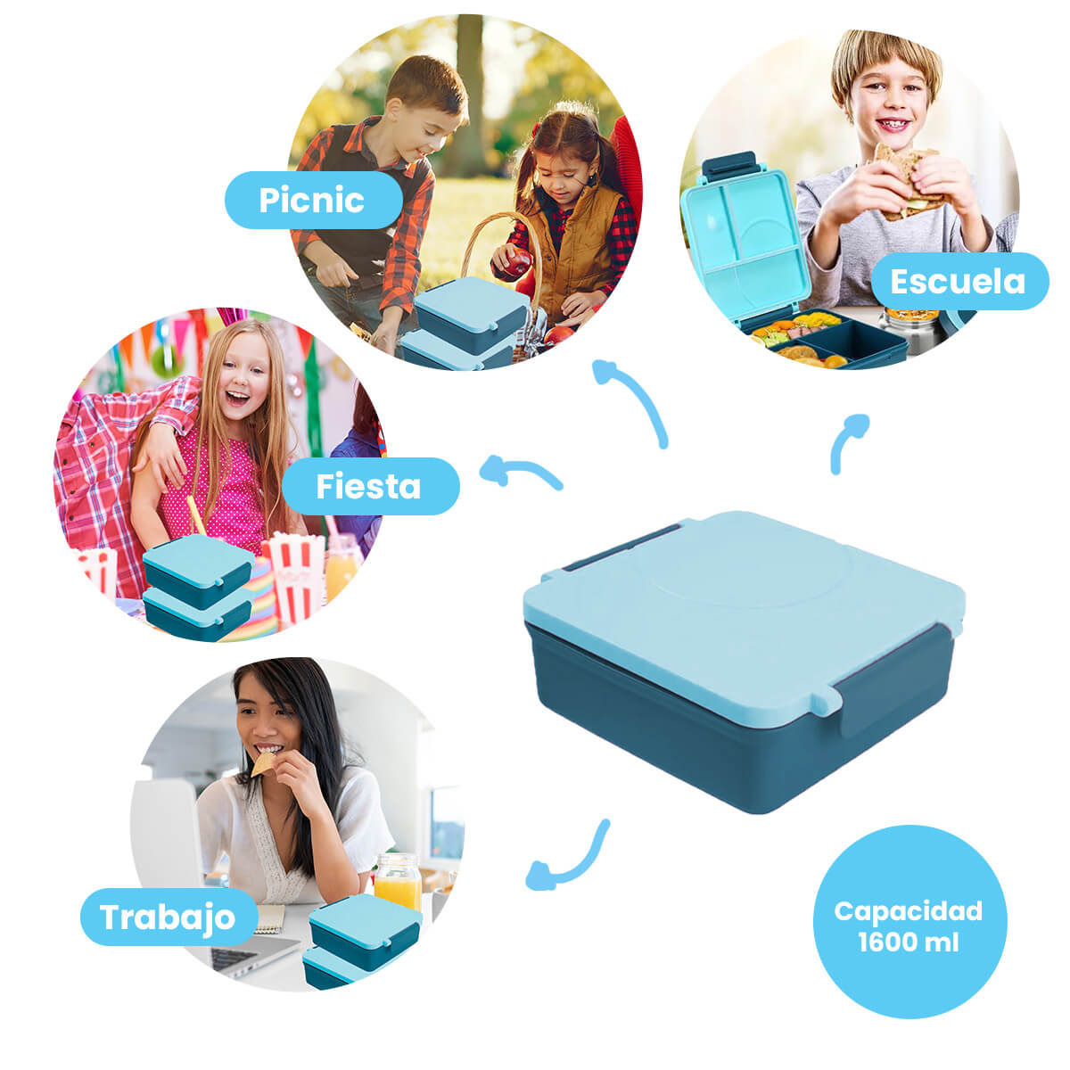 Foto 7 | Lonchera Para Niña Tipo Omiebox C Tarro, Lonchera Tipo Bento C 4 Compartimentos Modulables Gran Capacidad Hermétic