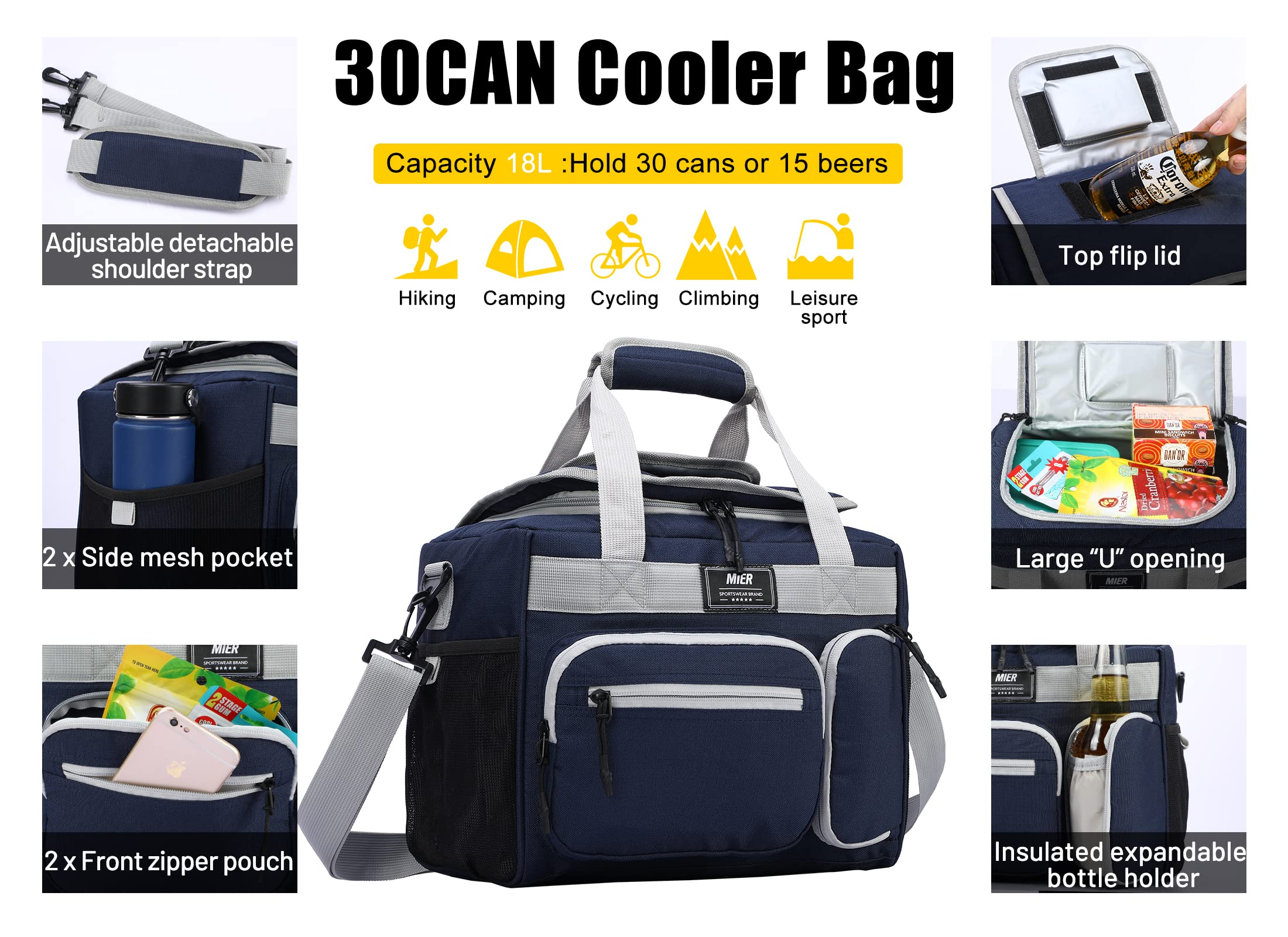 Foto 5 pulgar | Bolsa Frigorífica Mier Con Aislamiento A Prueba De Fugas, 18 Litros, Para 30 Latas - Venta Internacional.