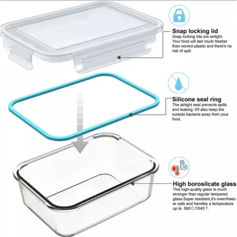 Foto 2 | Recipiente Para Alimentos Tipper Tupper, Vidrio Hermético, 1500 Ml - Venta Internacional.