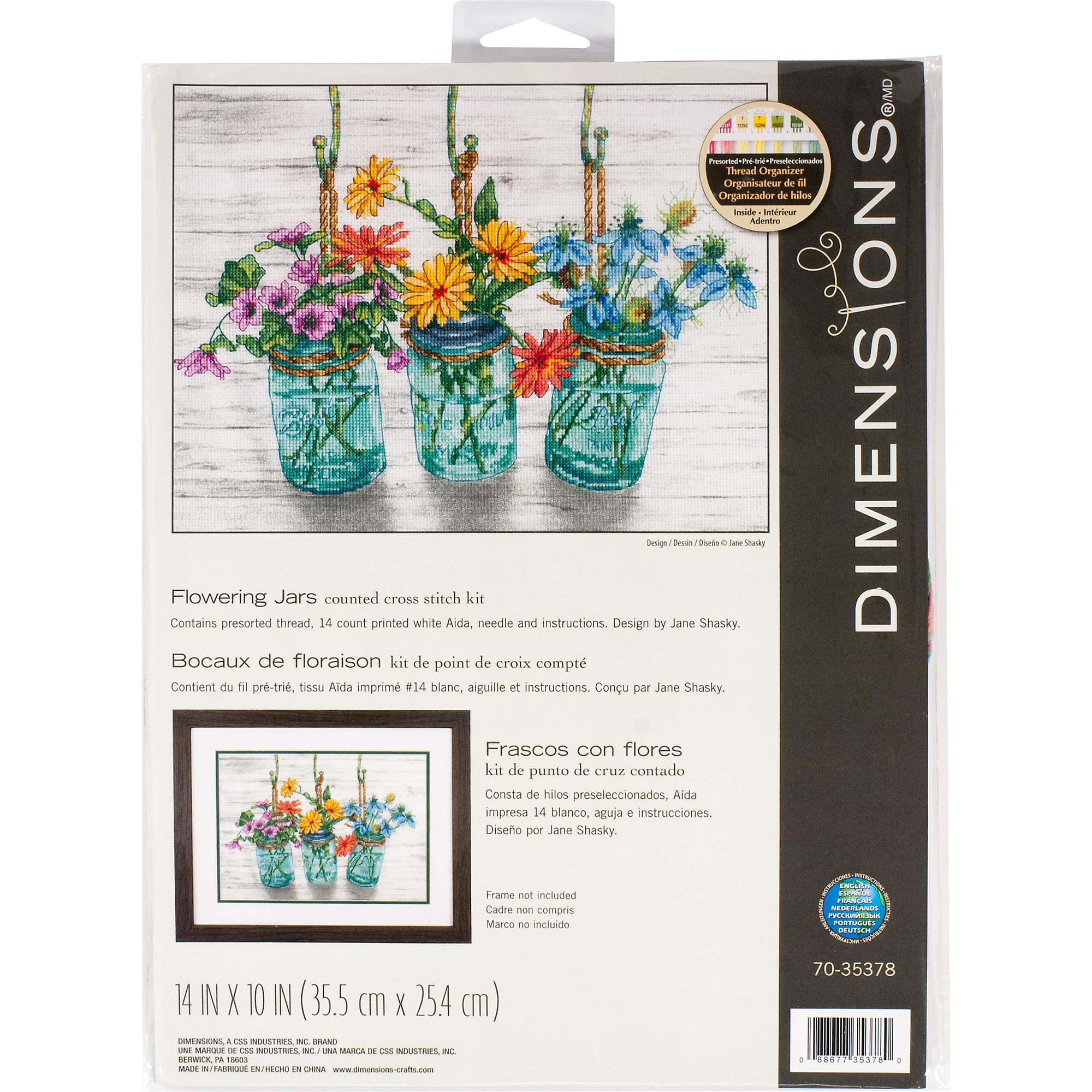 Dimensiones Del Kit De Punto De Cruz En Tarro De Cristal, 14 X 10 Cm - Venta Internacional.