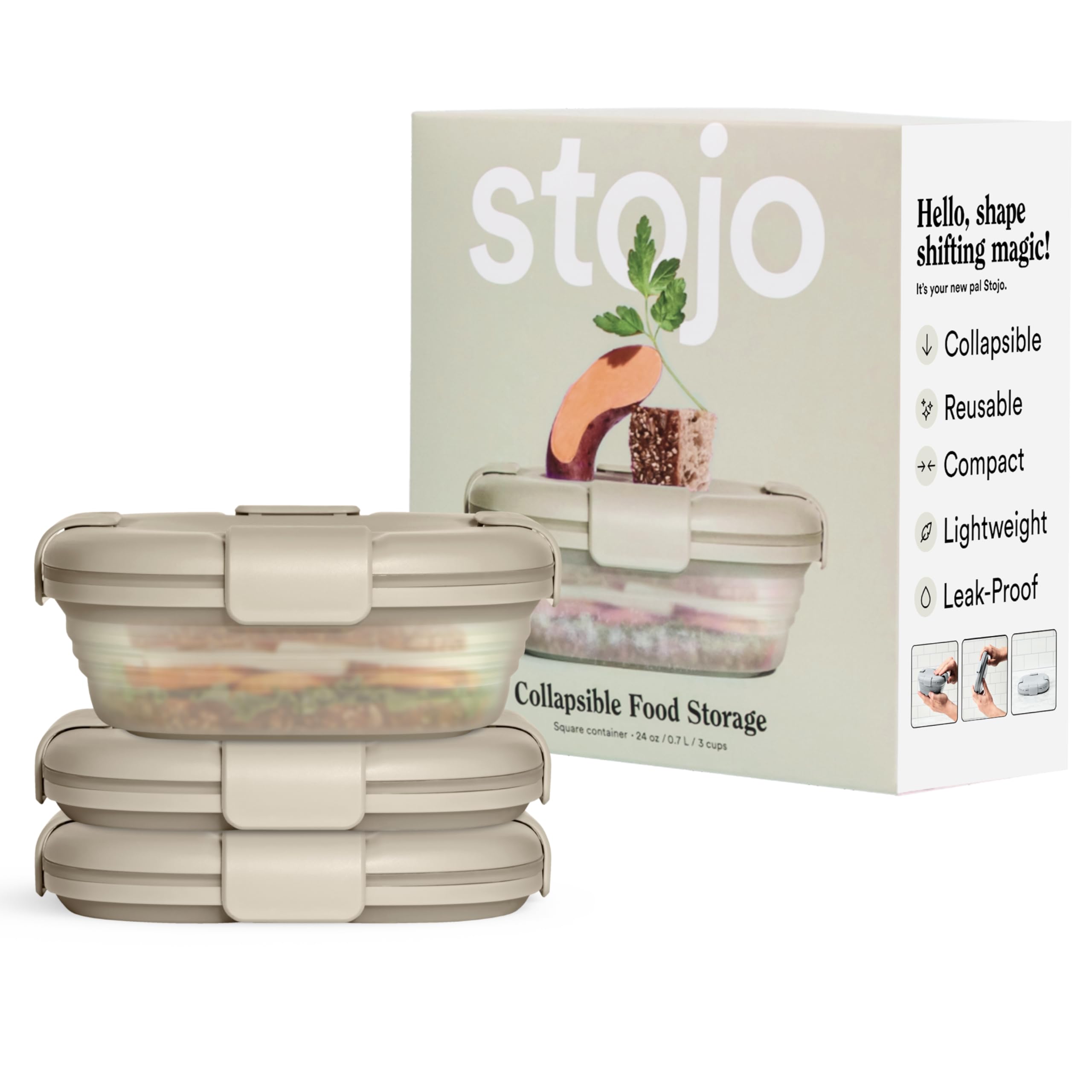 Foto 2 pulgar | Contenedor De Almacenamiento De Alimentos Stojo Caja Plegable Para Sándwiches De 24 Oz - Venta Internacional.