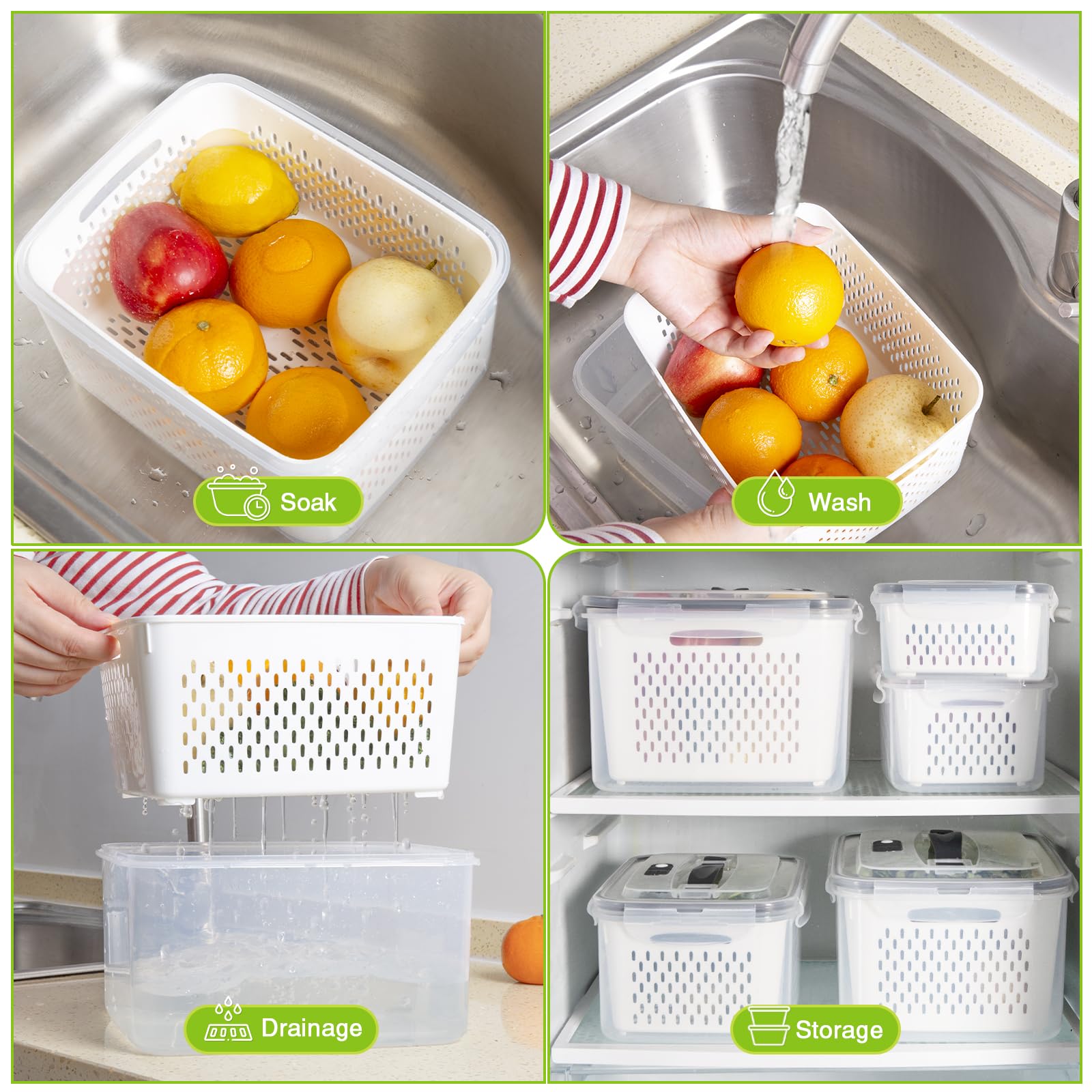 Foto 7 pulgar | Contenedores De Almacenamiento De Frutas Luxear Para Nevera Con Tapa, 4 Unidades, Sin Bpa - Venta Internacional.
