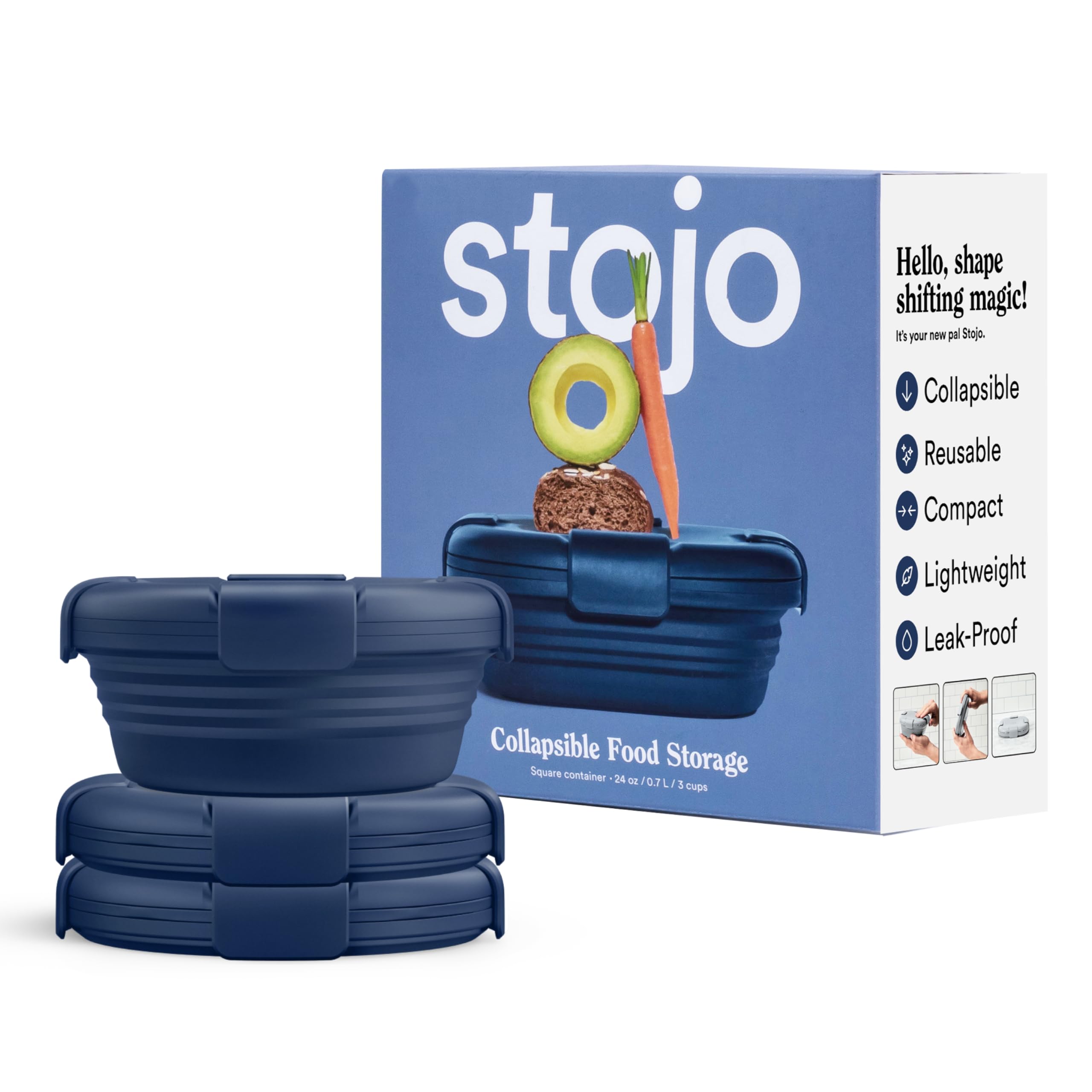 Foto 2 pulgar | Contenedor De Almacenamiento De Alimentos Stojo Caja Plegable Para Sándwiches De 24 Oz, Juego De 3 - Venta Internacion