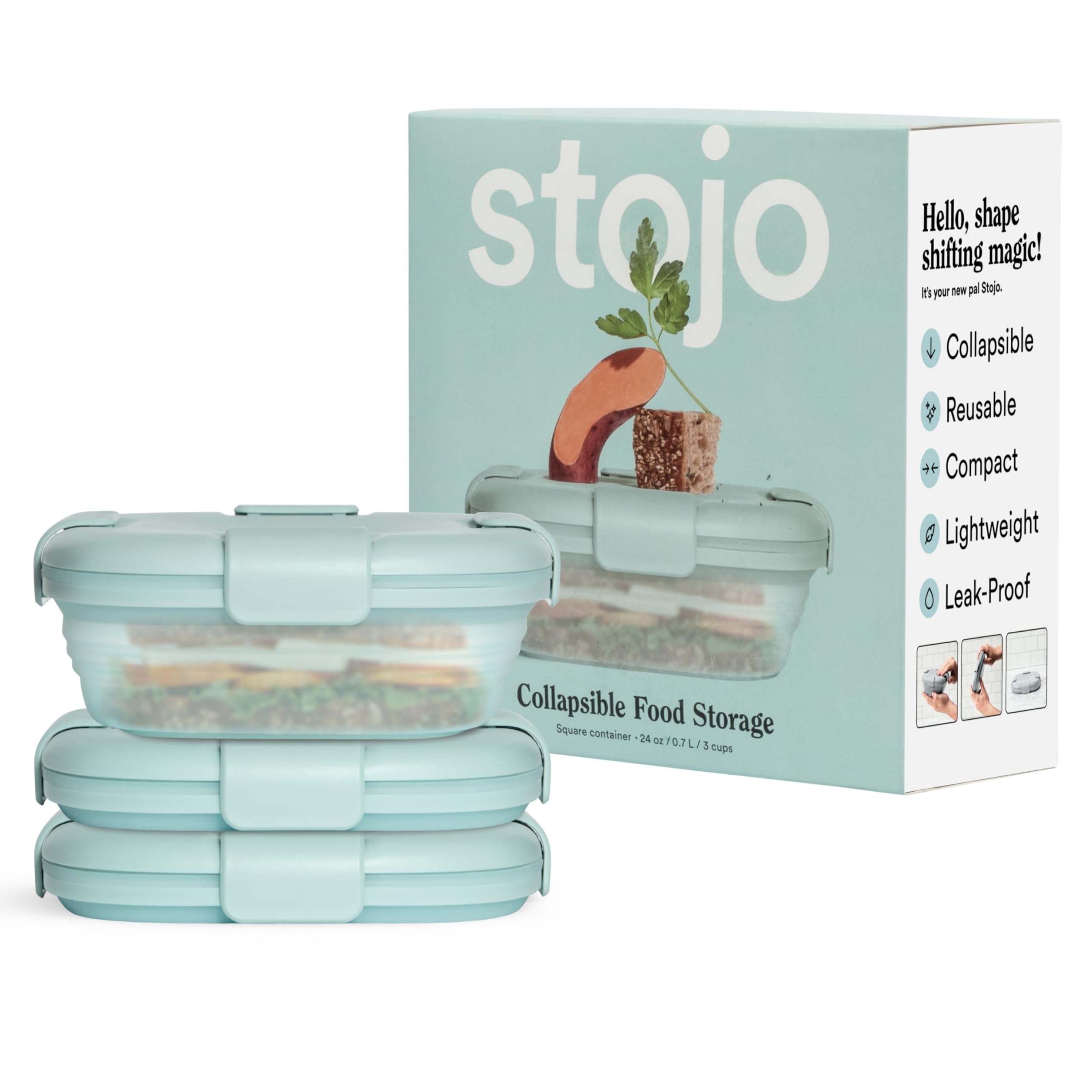 Foto 2 pulgar | Contenedor De Almacenamiento De Alimentos Stojo Caja Plegable Para Sándwiches De 24 Oz - Venta Internacional.