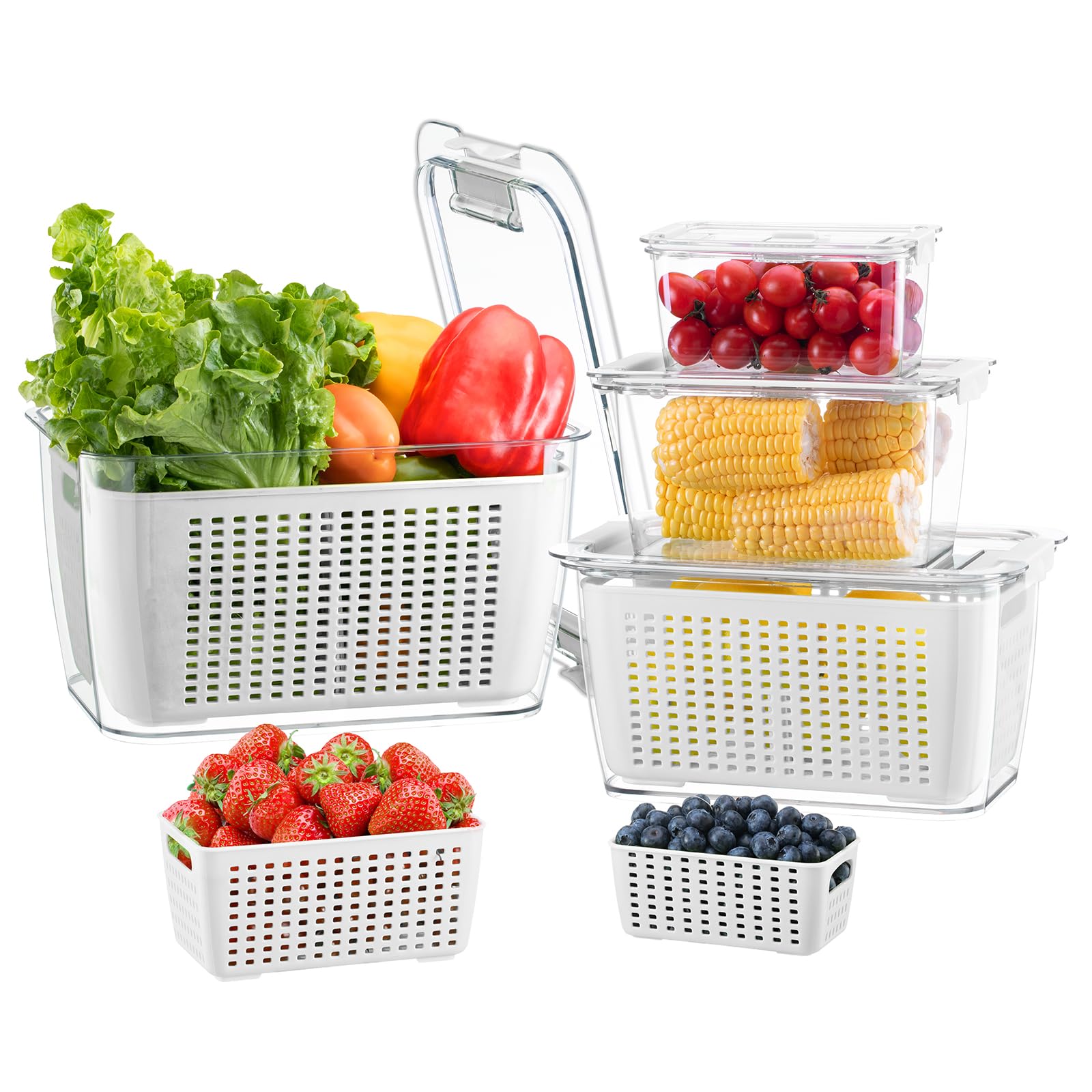 Foto 2 pulgar | Recipientes Para Nevera Para Frutas Y Verduras Luxear Con Tapas, Paquete De 4 - Venta Internacional.
