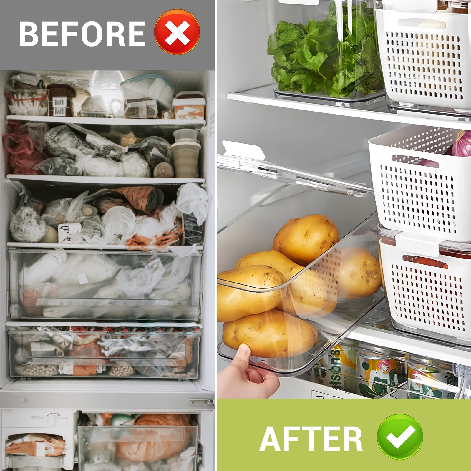 Foto 5 pulgar | Recipientes Para Nevera Para Frutas Y Verduras Luxear Con Tapas, Paquete De 4 - Venta Internacional.