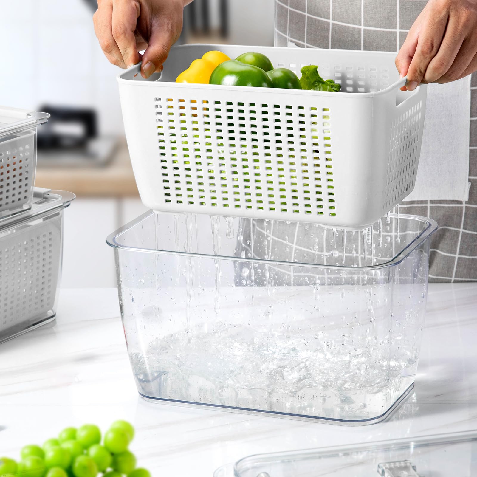 Foto 5 | Recipientes Para Nevera Para Frutas Y Verduras Luxear Con Tapas, Paquete De 4 - Venta Internacional.
