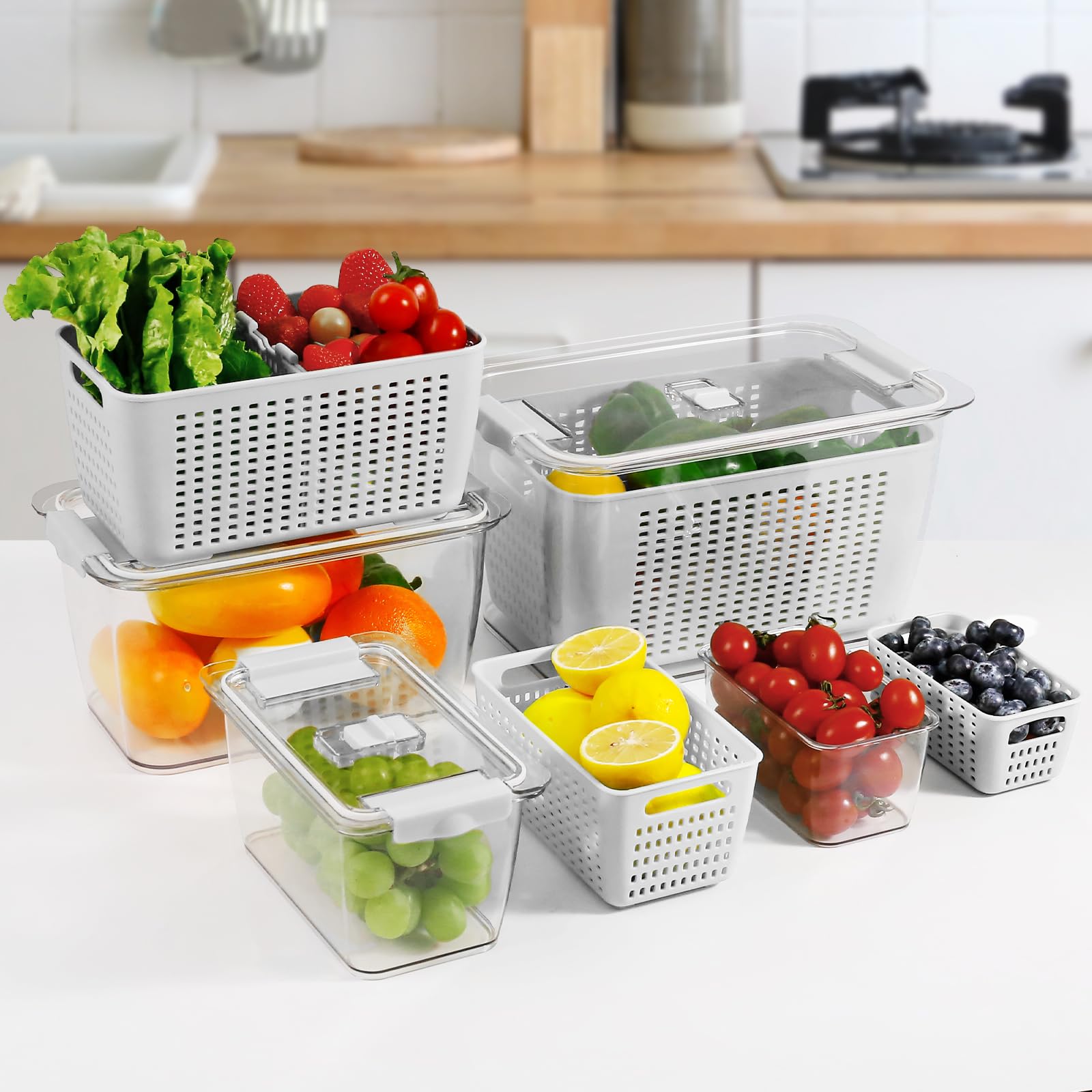 Foto 7 pulgar | Recipientes Para Nevera Para Frutas Y Verduras Luxear Con Tapas, Paquete De 4 - Venta Internacional.