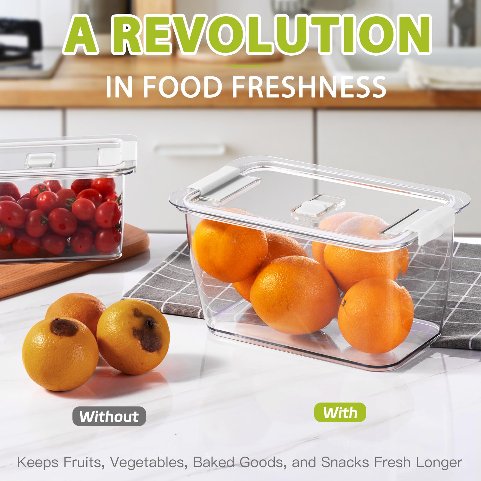 Foto 7 | Recipientes Para Nevera Para Frutas Y Verduras Luxear Con Tapas, Paquete De 4 - Venta Internacional.