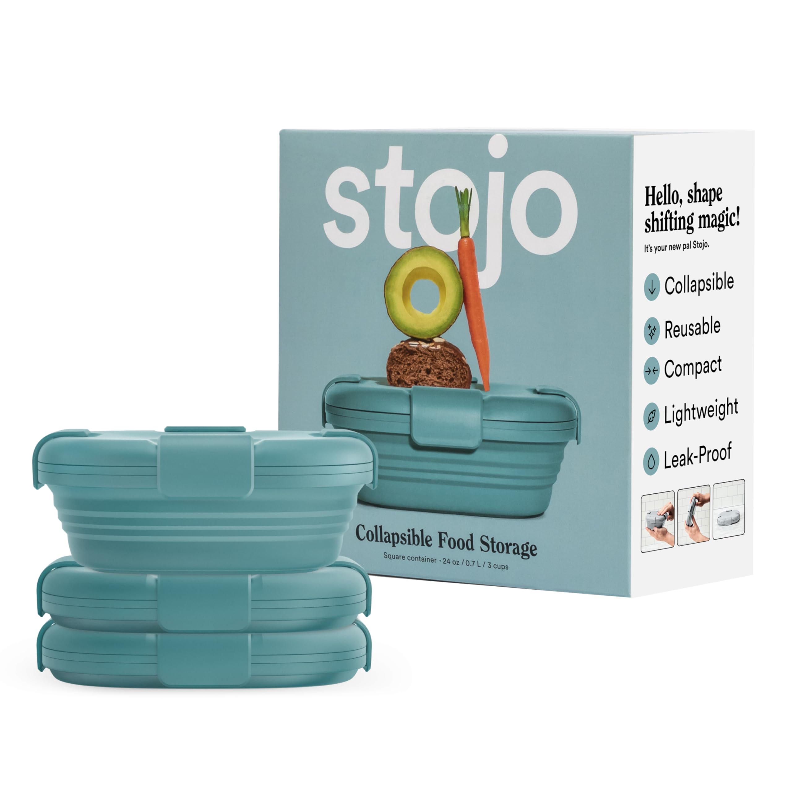 Foto 2 pulgar | Contenedor De Almacenamiento De Alimentos Stojo Caja Plegable Para Sándwiches De 24 Oz - Venta Internacional.