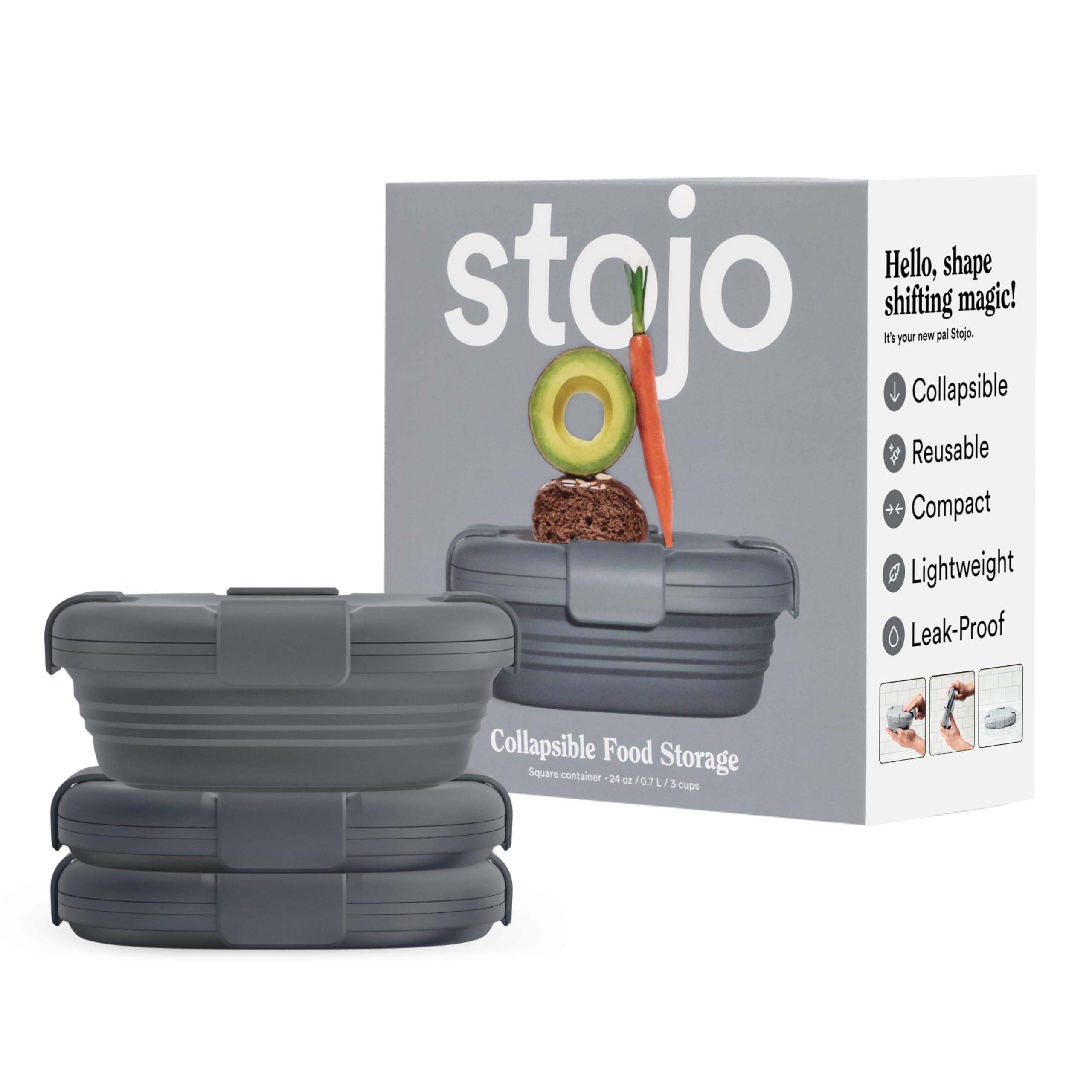 Contenedor De Almacenamiento De Alimentos Stojo Caja Plegable Para Sándwiches De 24 Oz - Venta Internacional.