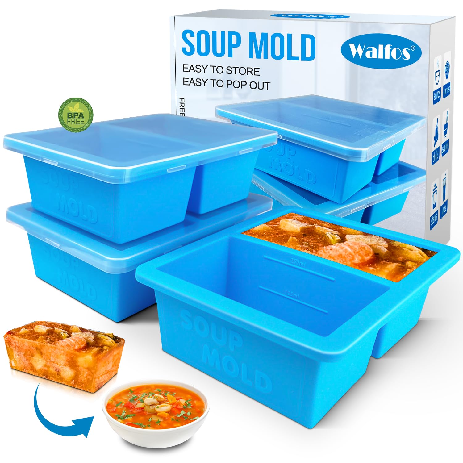 Foto 2 pulgar | Contenedor de Silicona Walfos para Congelador 250 Ml 3 Unidades - Venta Internacional