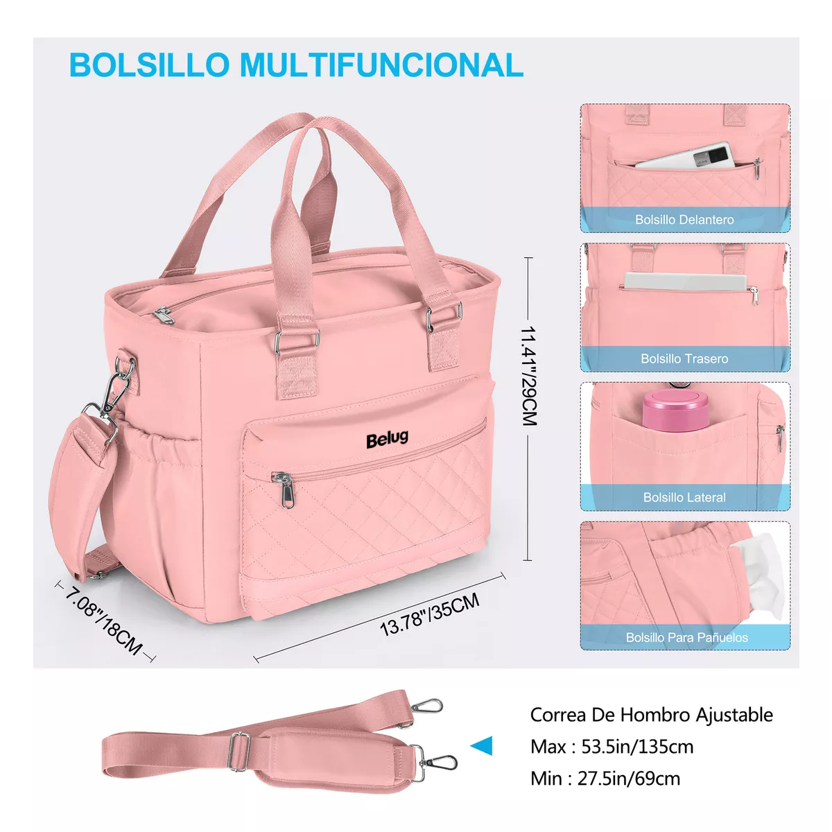 Foto 3 pulgar | Lonchera Bolsa Termica Gran Capacidad Portátil Fiambrera 16l Rosa Belug