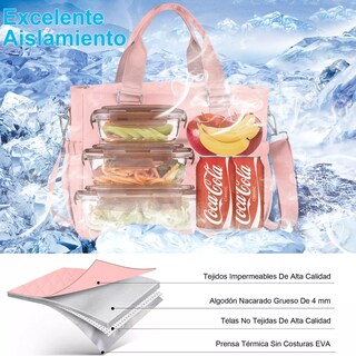Foto 3 | Lonchera Bolsa Termica Gran Capacidad Portátil Fiambrera 16l Rosa Belug