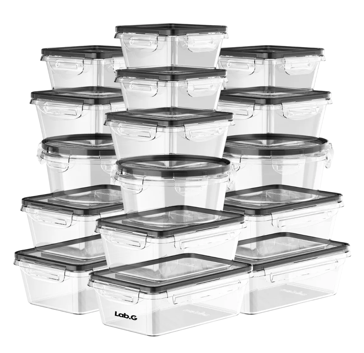 Foto 1 | Contenedores Plásticos Herméticos Lab.g Para Almacenar 16 Piezas Con Tapa, Transparente