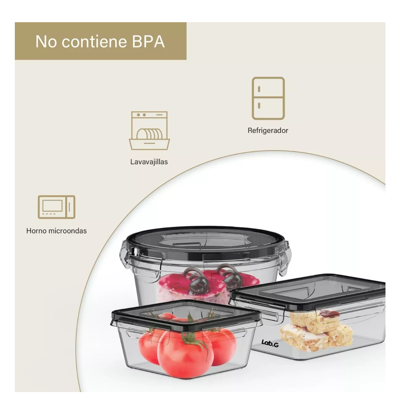 Foto 3 | Contenedores Plásticos Herméticos Lab.g Para Almacenar 16 Piezas Con Tapa, Transparente