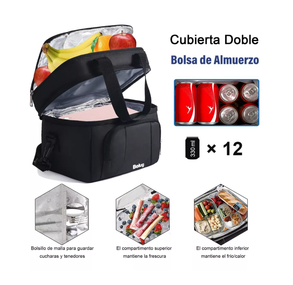 Foto 3 pulgar | Lonchera Térmica Aislante De Gran Capacidad Portátil, Negro Belug