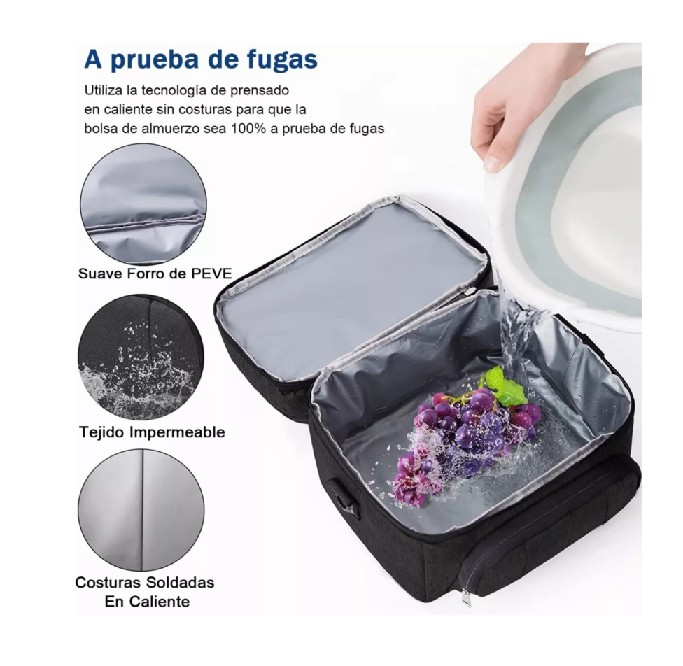 Foto 4 pulgar | Lonchera Térmica Aislante De Gran Capacidad Portátil, Negro Belug